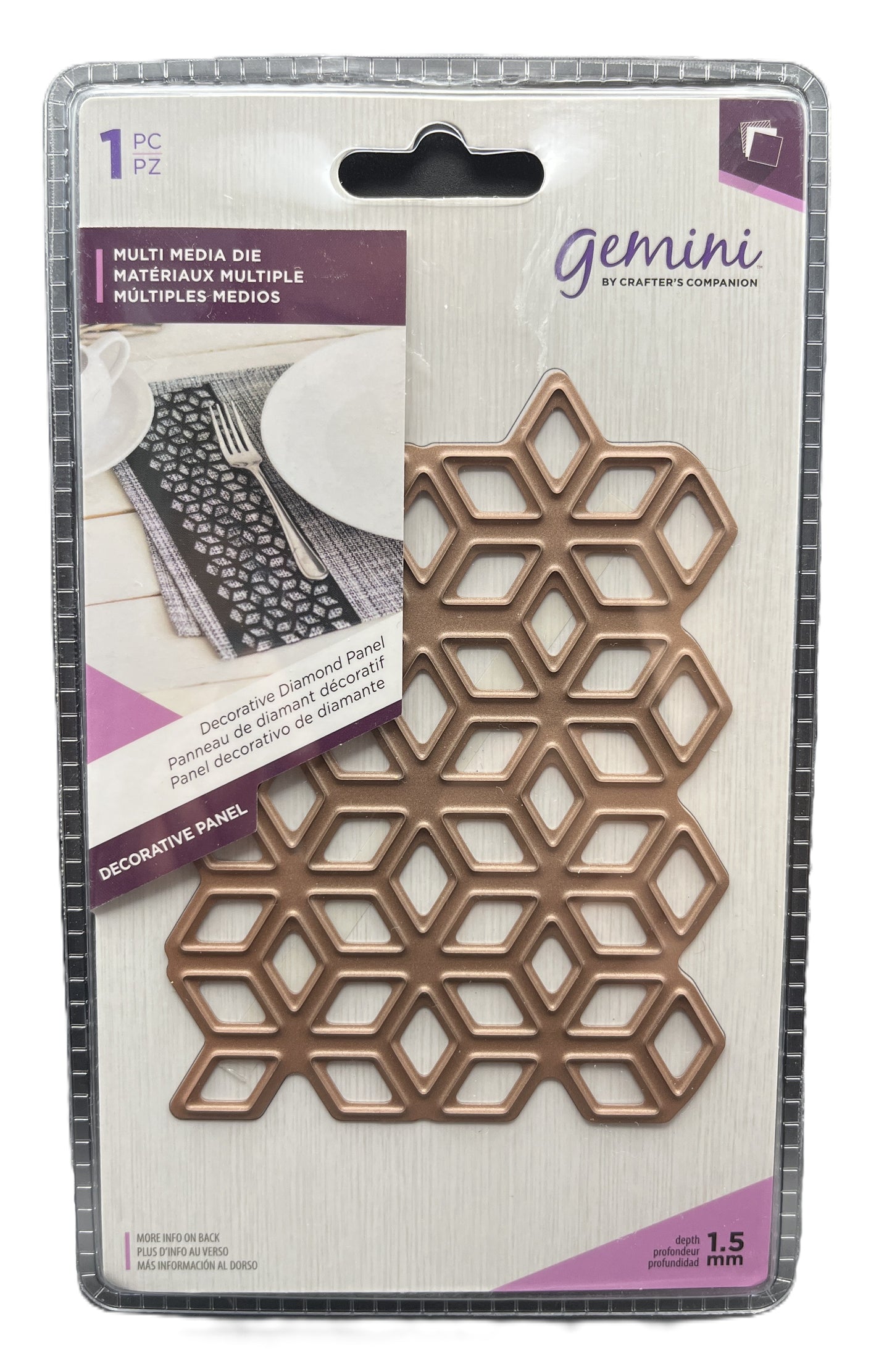 Decorative panel with geometric pattern on packaging