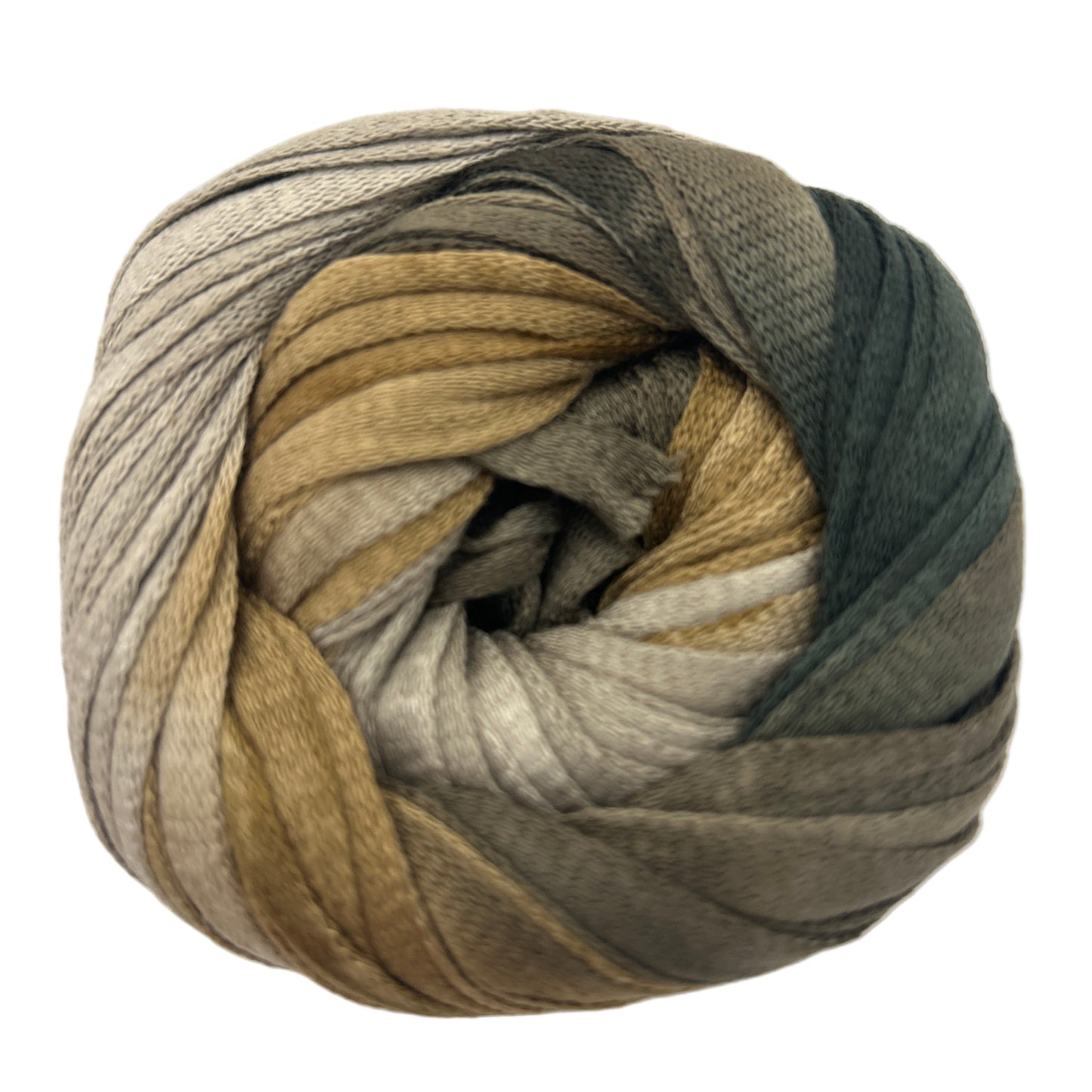 Multicolored skein of yarn on a white background