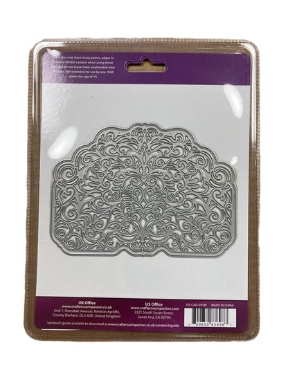 Decorative metal cutting die in packaging with visible brand name.