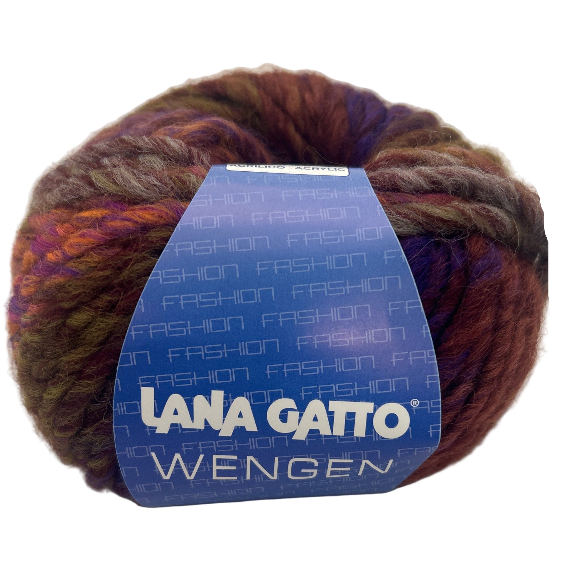 Ball of yarn with a Lana Gatto label on a white background
