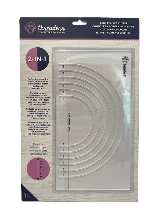Threaders circle shape cutter packaging with clear cutter inside