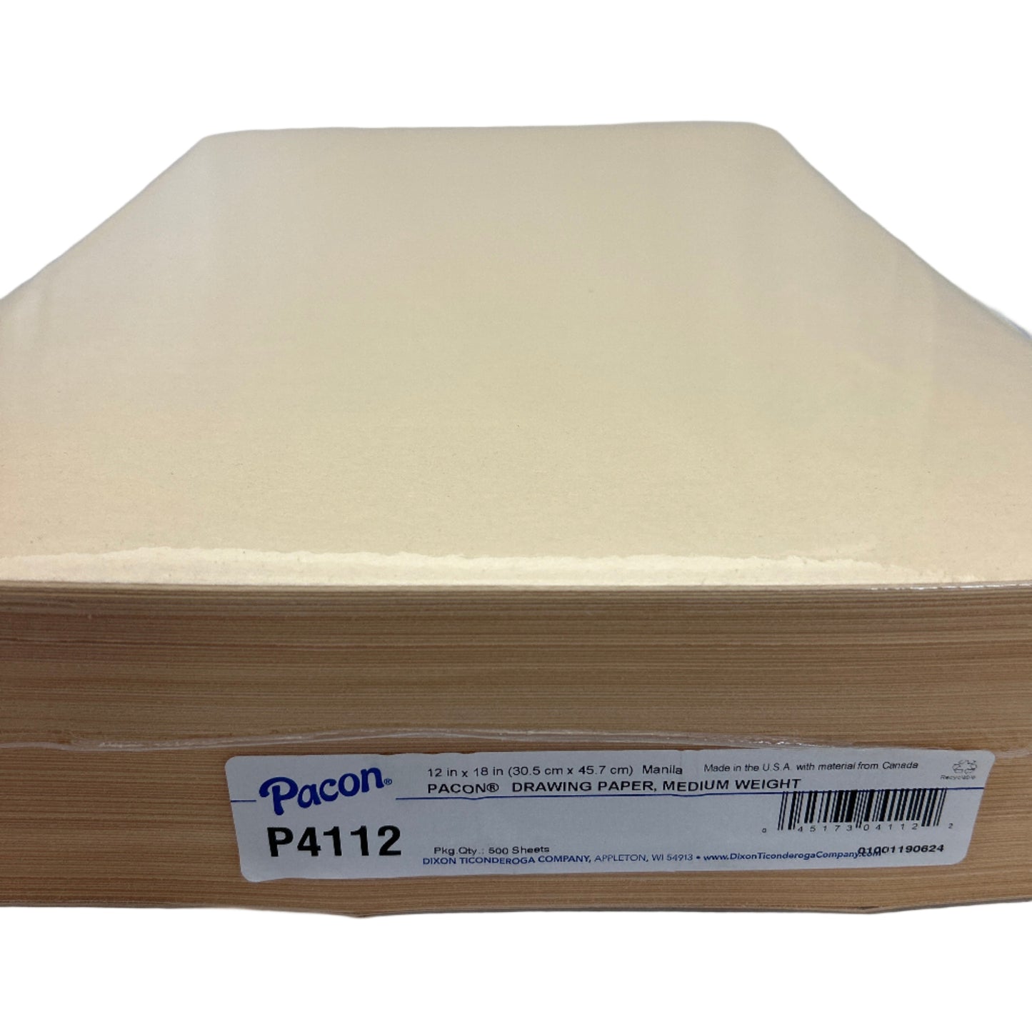 Sheet of paper with a Pacon brand label on a white background