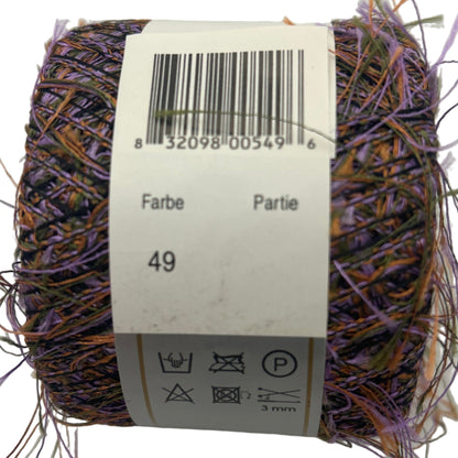 Ball of yarn with a label on a white background