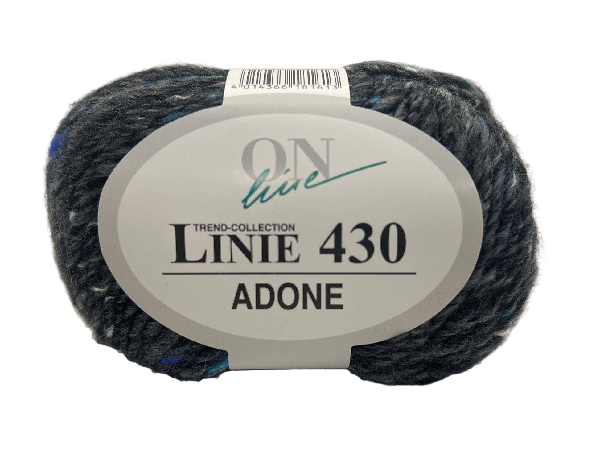 Ball of yarn with a label on a white background