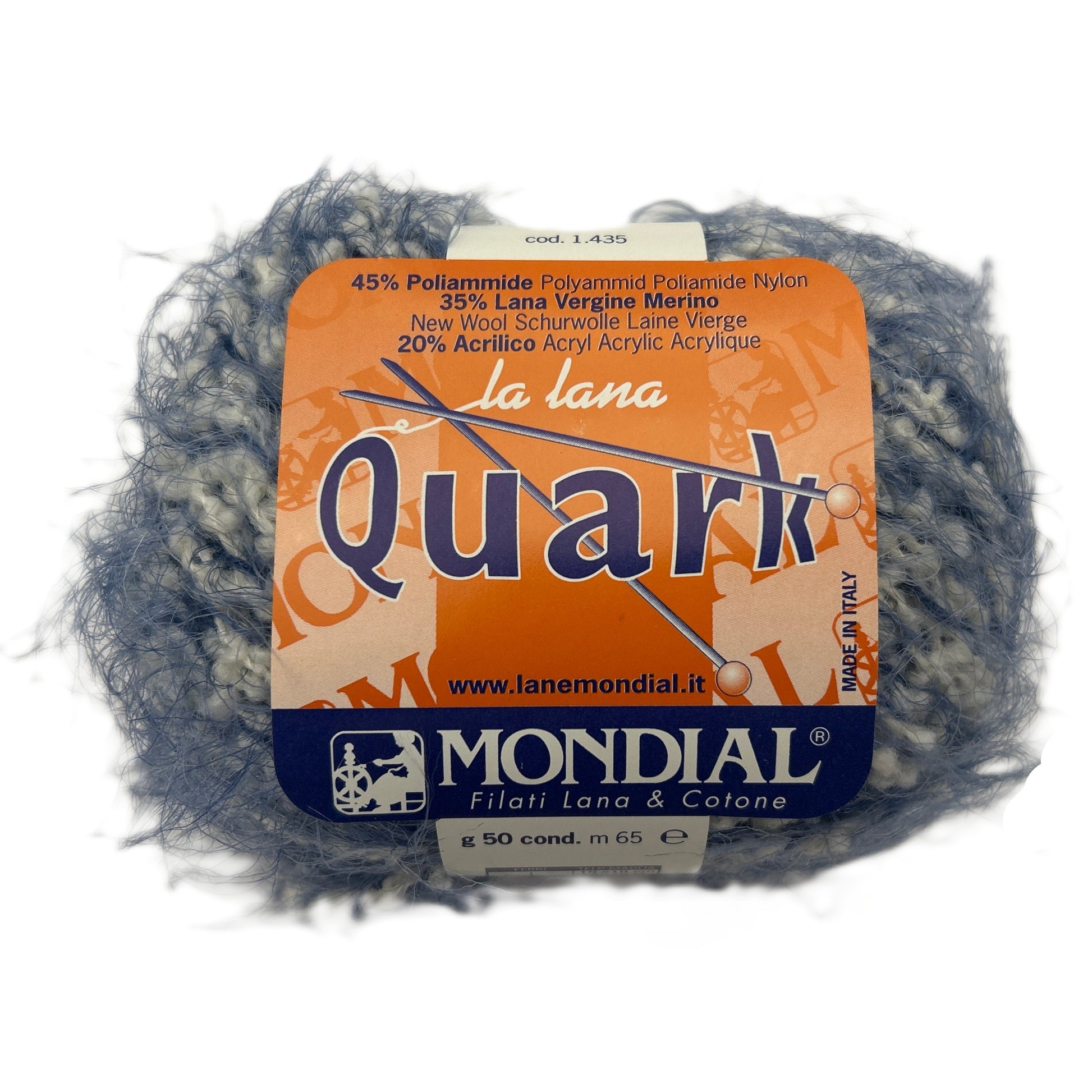 Ball of yarn with a 'Quark' label on a white background