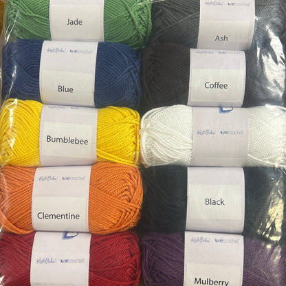 10pc Amigurumi - Primary Colors 25g Yarn Skein Set