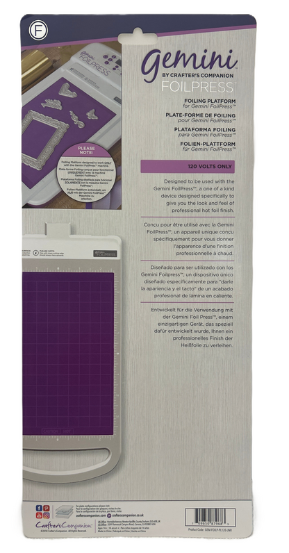 Package of Gemini Foil Press with purple and white design