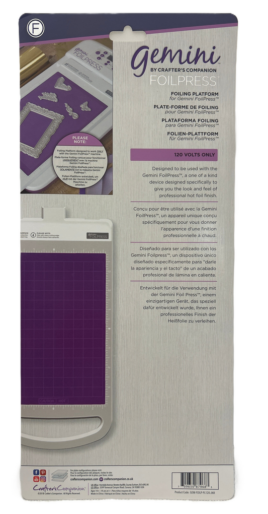 Package of Gemini Foil Press with purple and white design
