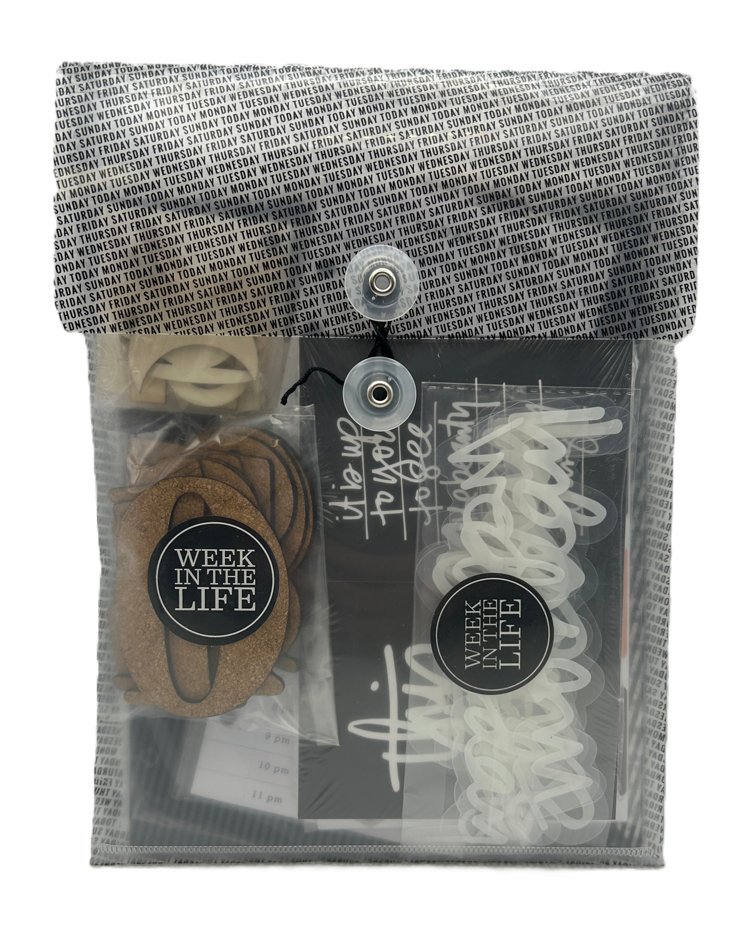 Packaged product with text and accessories on a white background