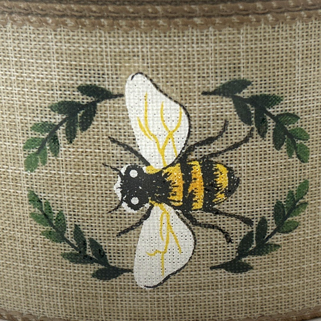 Bee Linen Look - 2.5” x 50 yds - Wire Edged Premium Ribbon