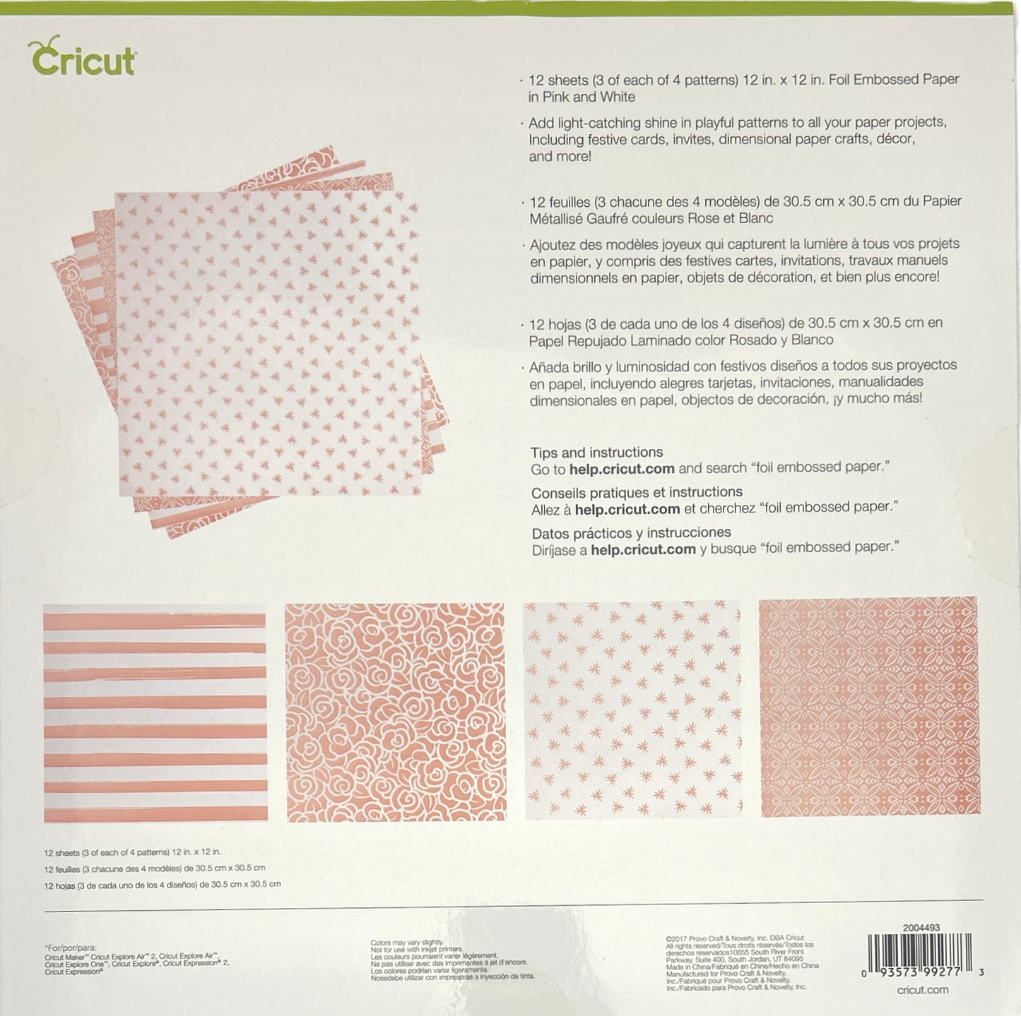 Cricut paper pack with pink and white patterns on a white background