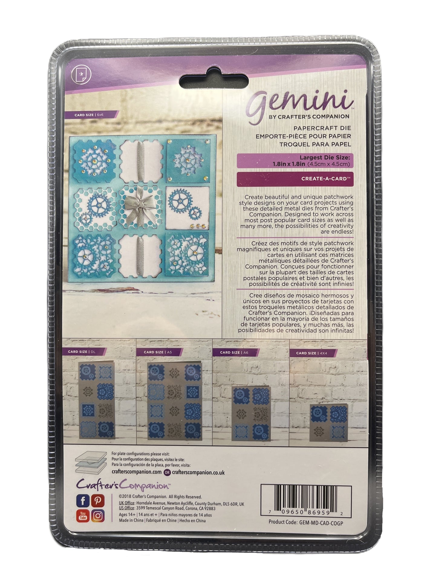 Packaging of Gemini Crafters Companion paper punch set with illustrations and text.