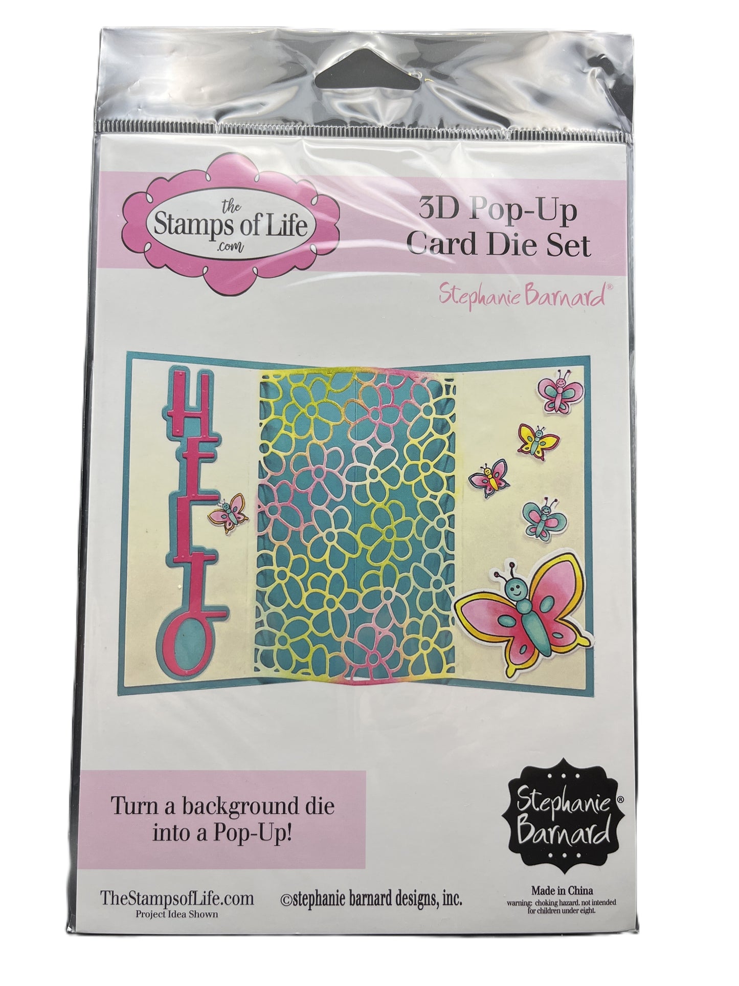 Package of 'The Stamps of Life' 3D Pop-Up Card Die Set with butterfly design on a white background