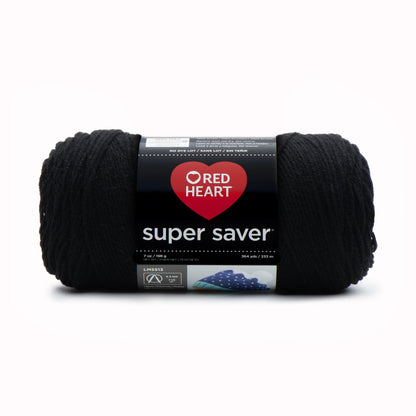 Red Heart Super Saver Yarn Skein - Black 7 oz
