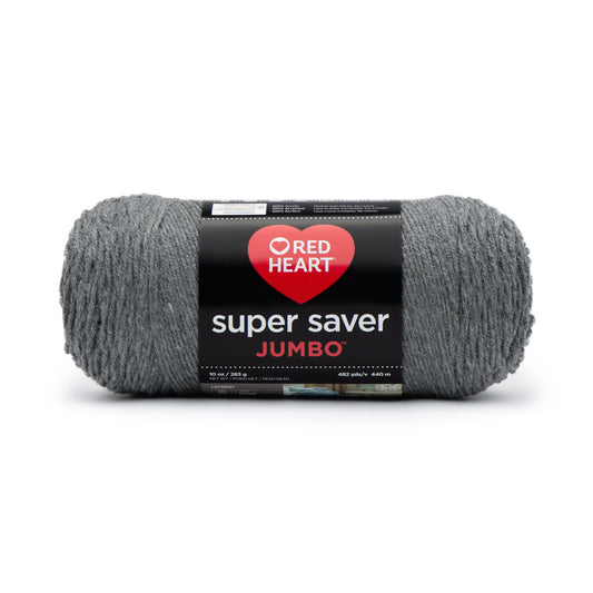 Red Heart Super Saver Jumbo Yarn Skein - Gray Heather 10 oz