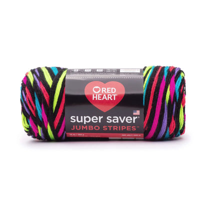 Red Heart Super Saver Jumbo Stripes Yarn Skein - Neon Stripe 10 oz