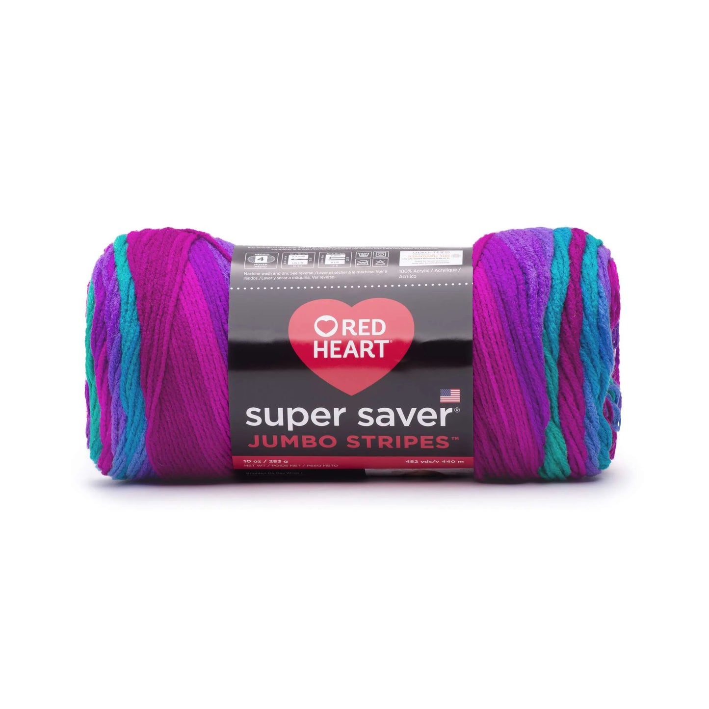 Red Heart Super Saver Jumbo Stripes Yarn Skein - Polo Stripe 10 oz