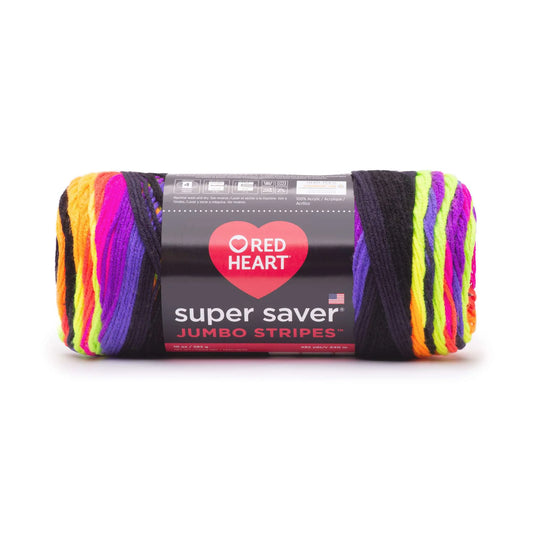 Red Heart Super Saver Jumbo Stripes Yarn Skein - Bright Stripe 10 oz