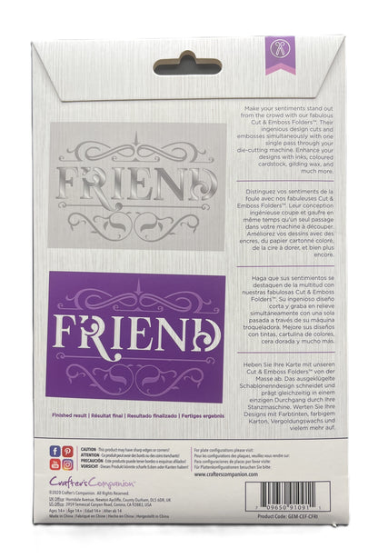 Product packaging with 'FRIEND' branding on a white background