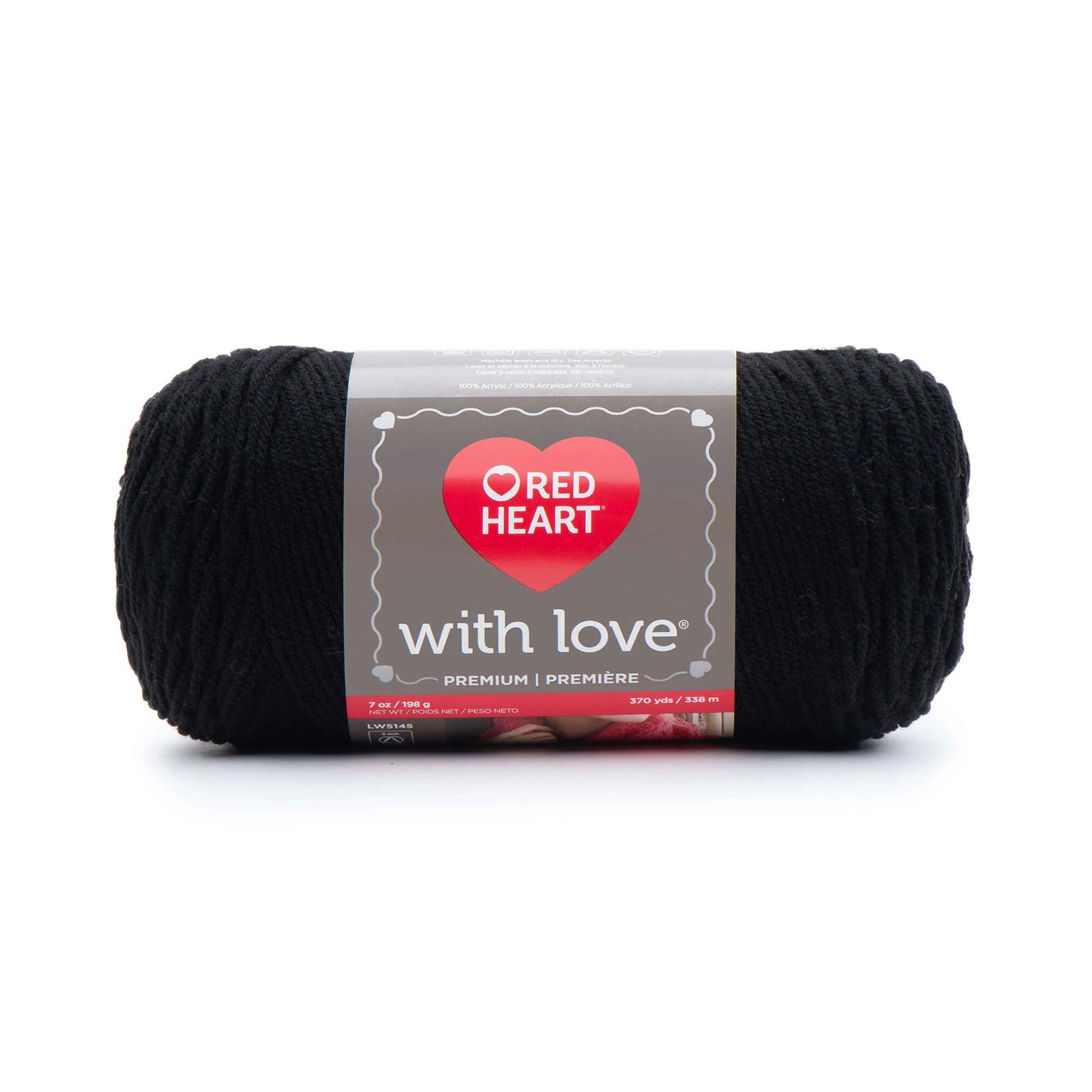 Red Heart With Love Yarn Skein - Black 7 oz