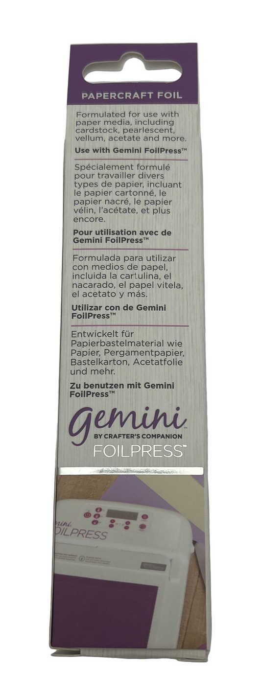 Box of Gemini by FoilPress papercraft foil with machine on a gray background