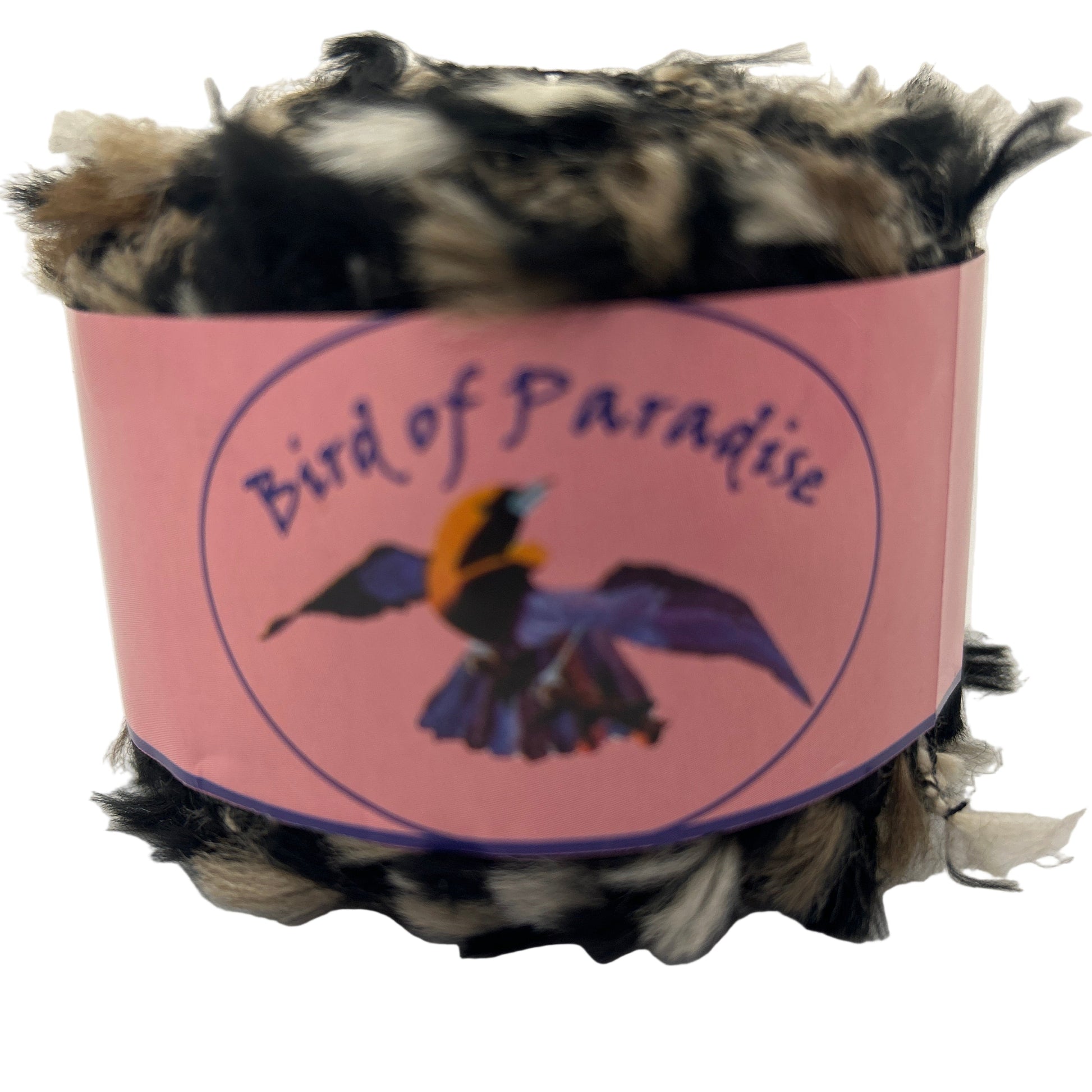 Bird toy with pink band featuring 'Bird of Paradise' branding on a white background