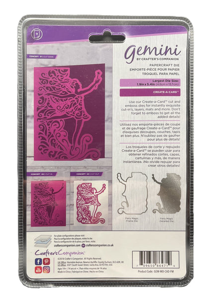 Packaging of Gemini by Crafter's Companion paper craft die with purple and white design.