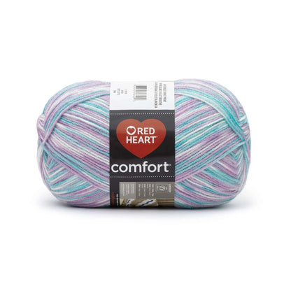 Red Heart Comfort Yarn - White/Violet/Mint Print