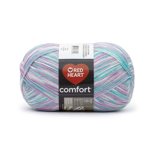 Red Heart Comfort Yarn - White/Violet/Mint Print