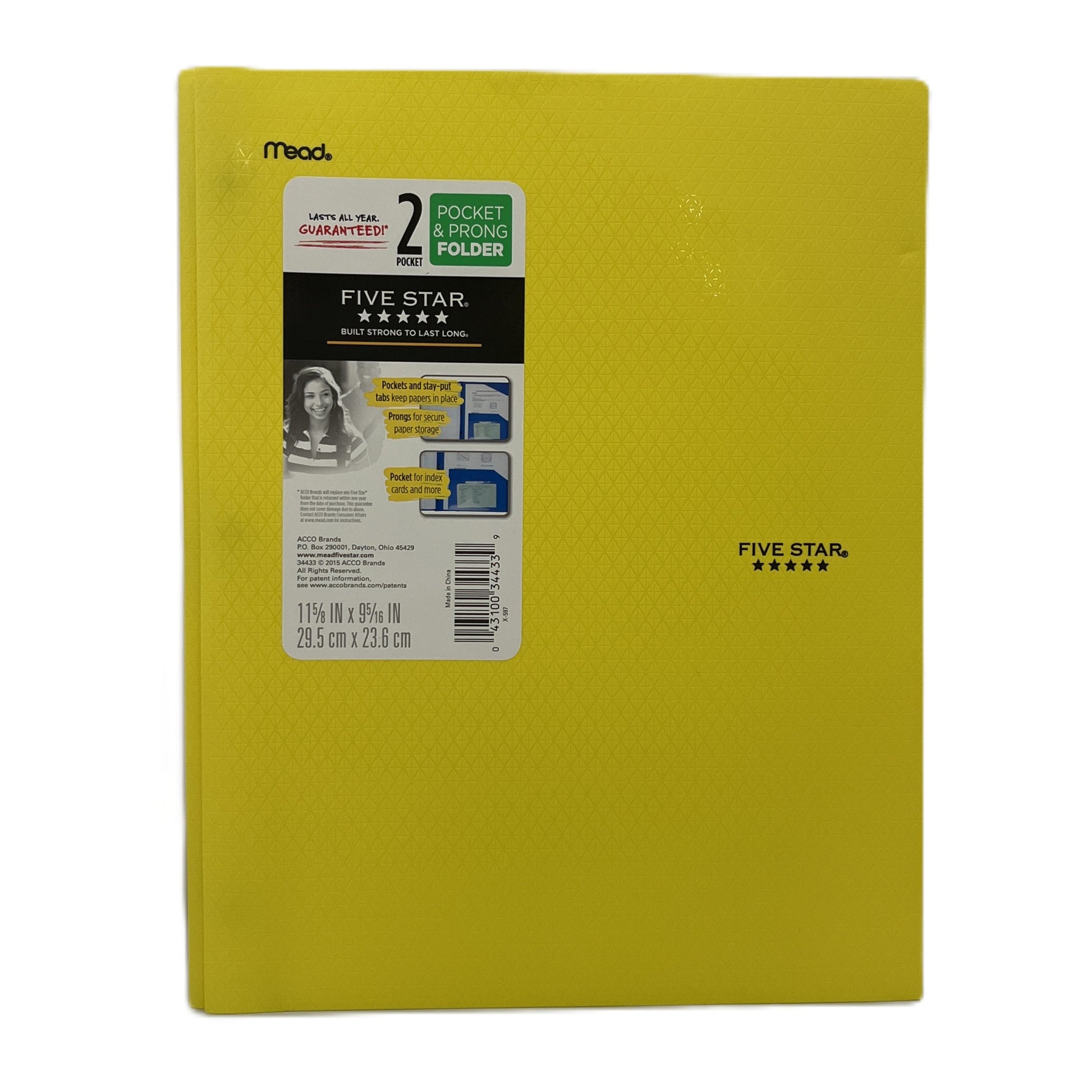 Yellow Five Star folder with branding on a white background