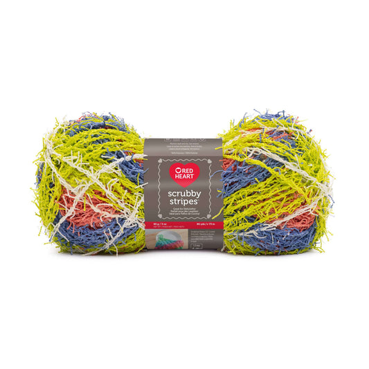 Red Heart Scrubby Stripes Yarn - Citrus Punch