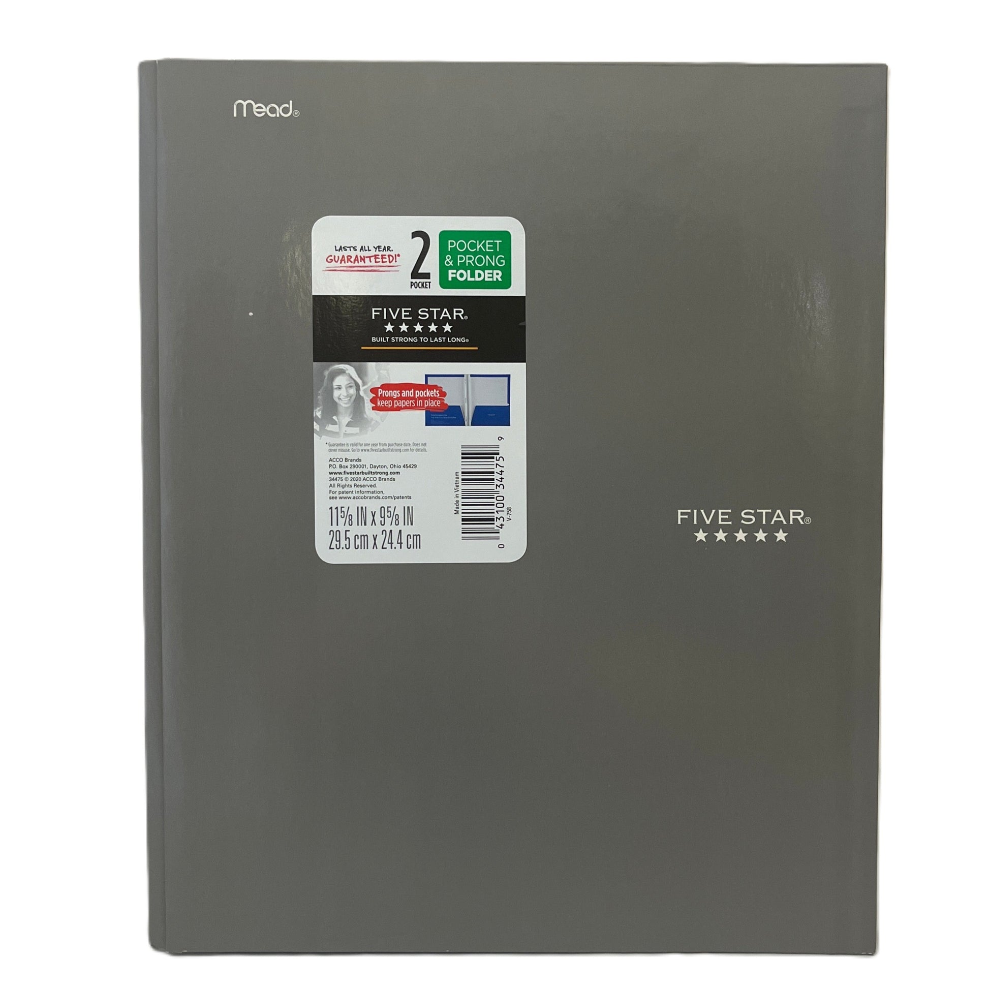 Gray Five Star folder with Mead branding on a white background