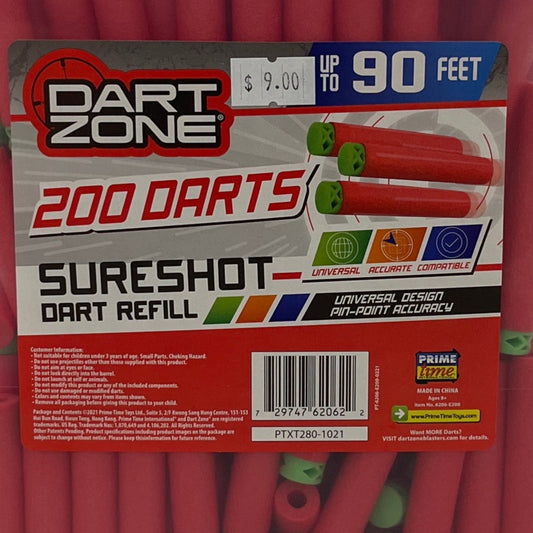 Pack of Dart Zone darts with a clear container on a white background