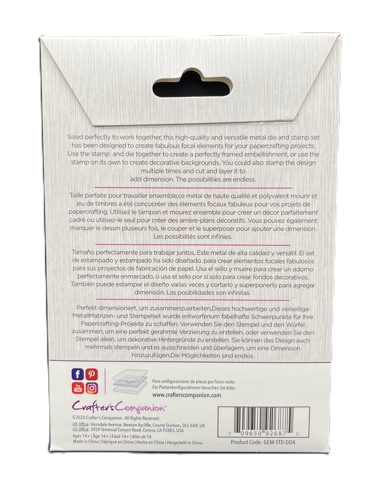 Back of a packaging box with text and branding