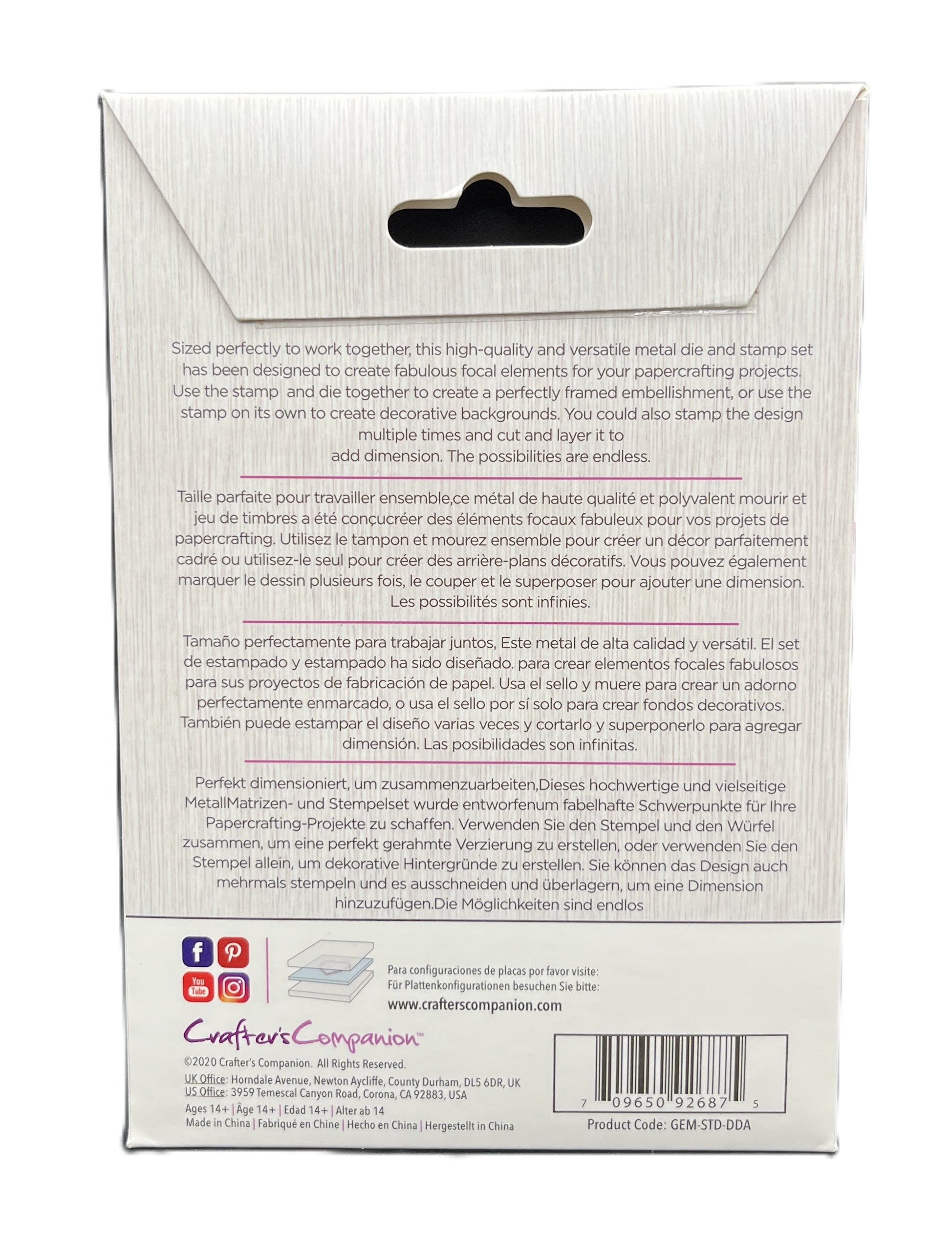 Back of a packaging box with text and branding