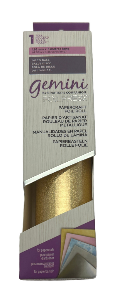 Gold paper roll packaging with 'gemini' branding on a gray background