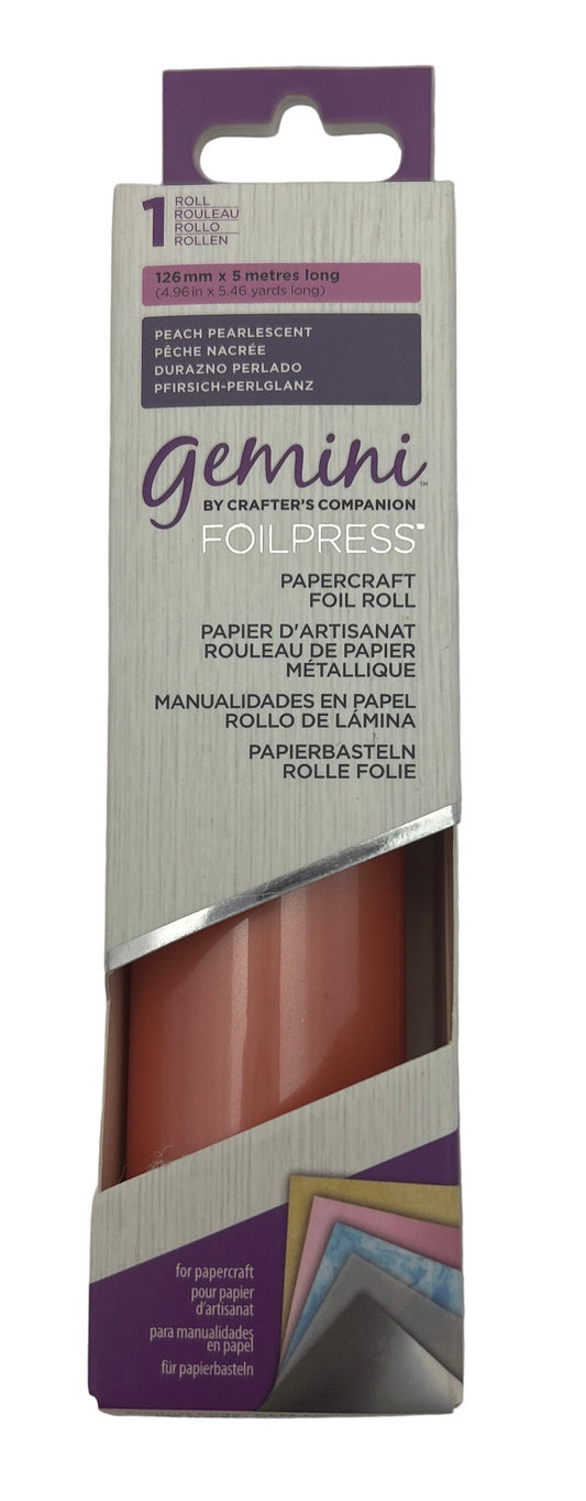 Foil roll packaging with 'gemini' branding on a gray background