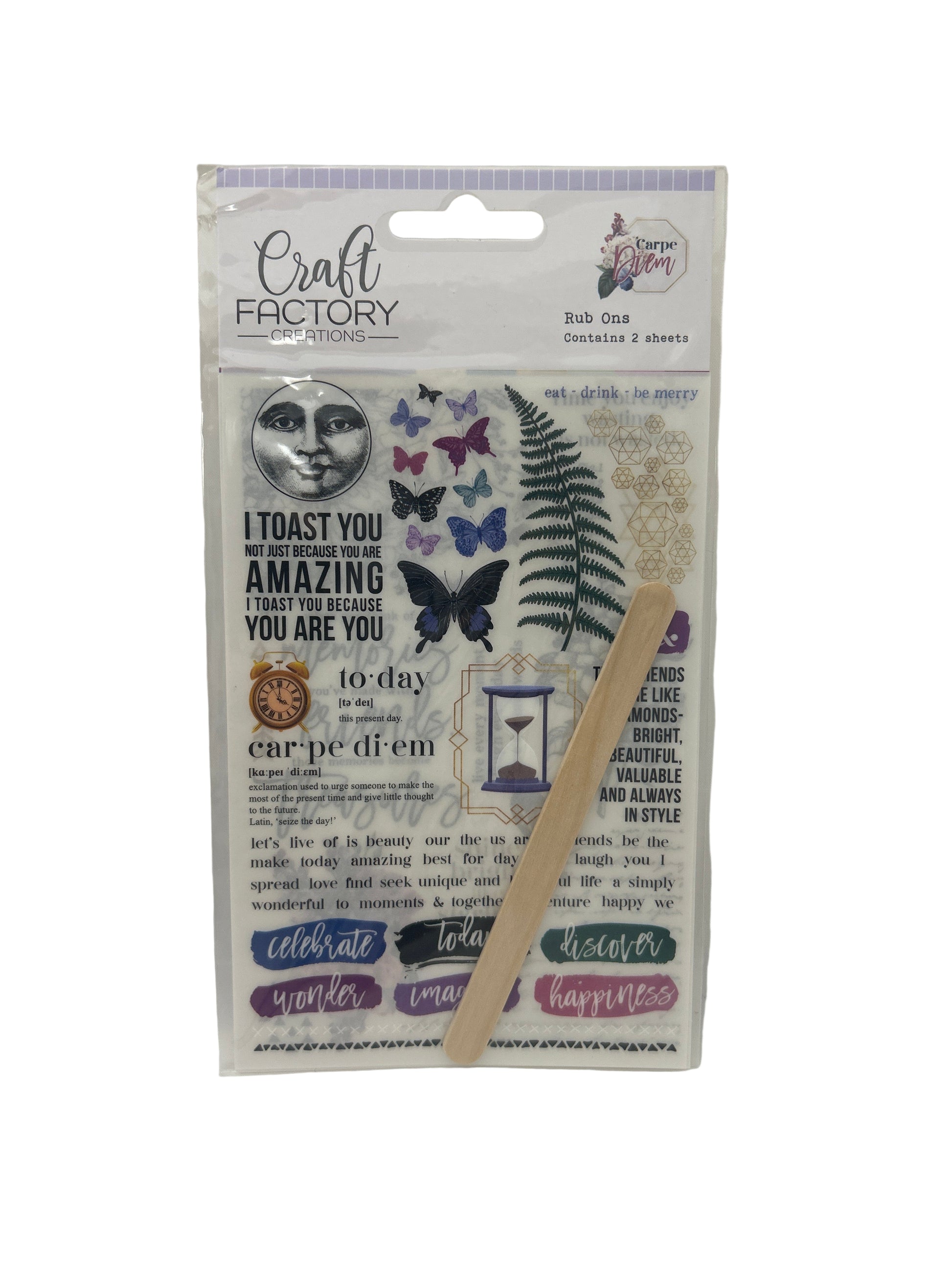 Packaged craft items with butterfly design on a white background