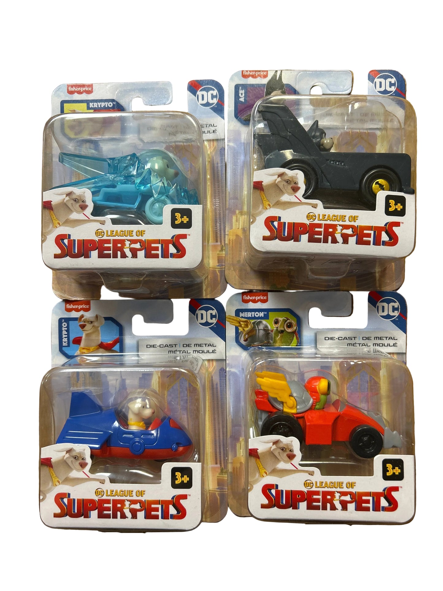 Set of 4 - Fisher Price DC League of Super-Pets Die-Cast Vehicles NIB