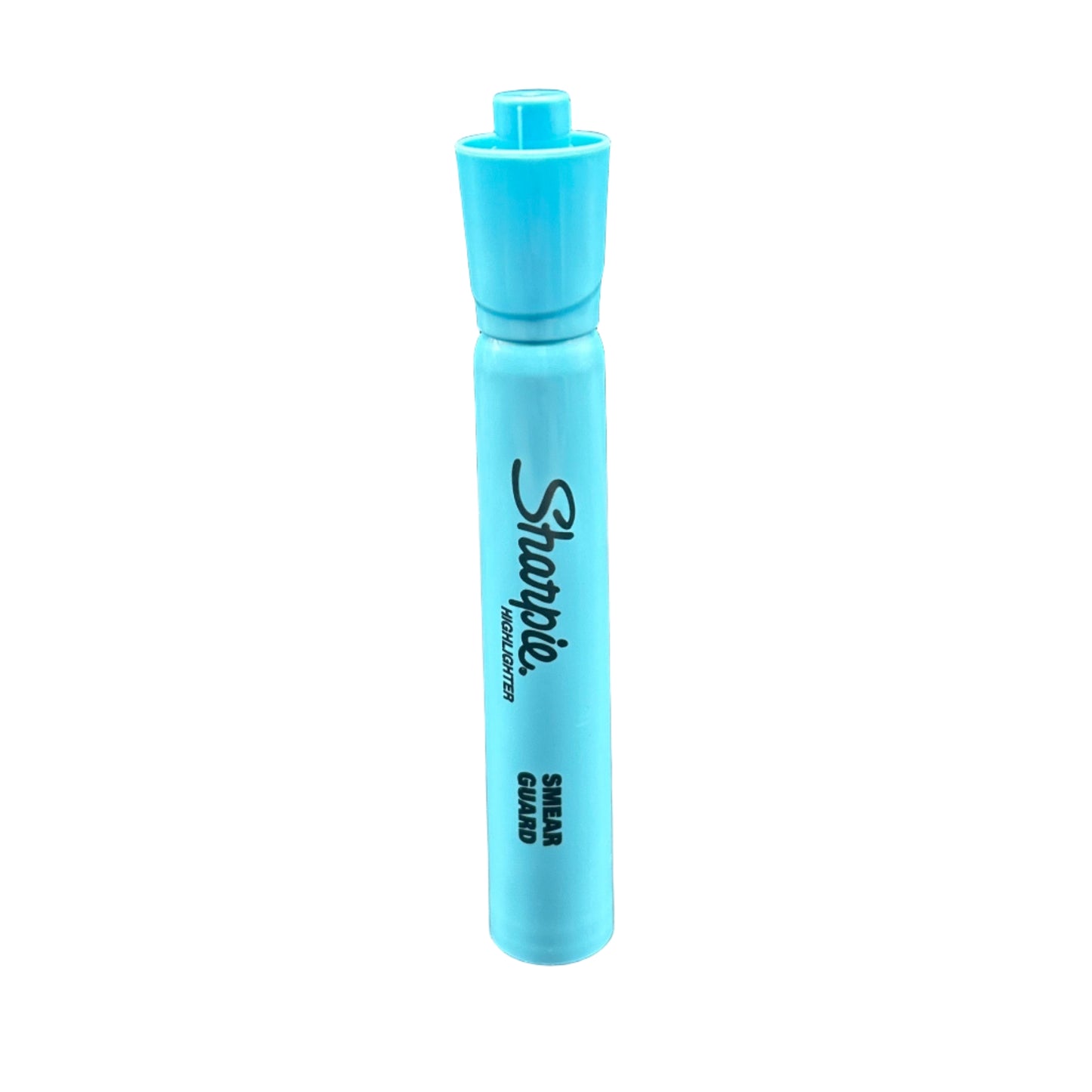 Blue Sharpie marker on a white background