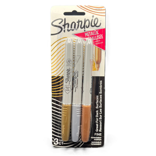 Sharpie metallic markers in packaging on a white background