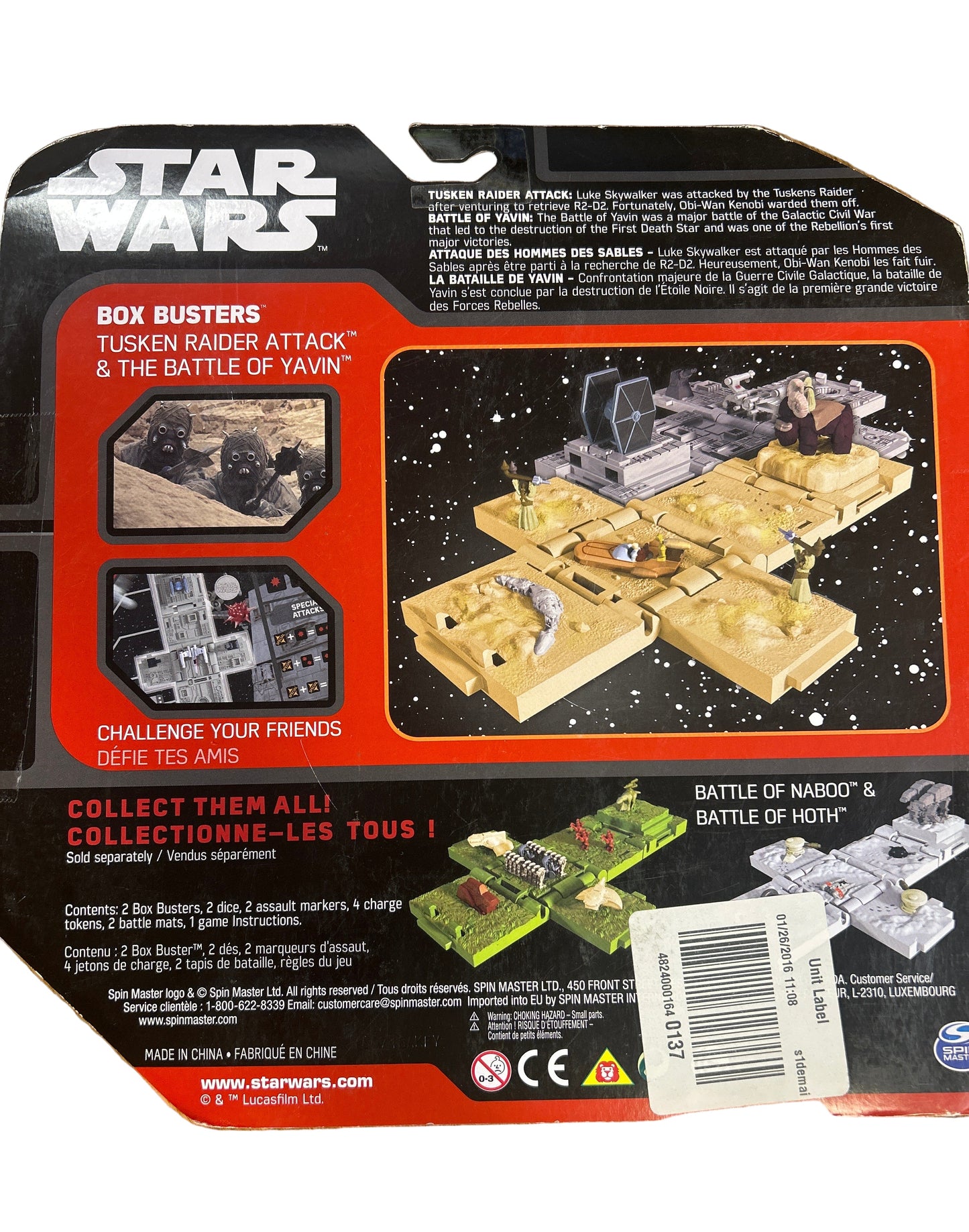 Star Wars toy packaging with game instructions and graphics