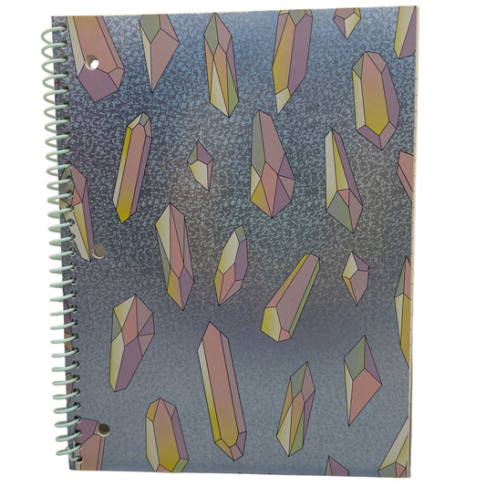 Notebook with crystal pattern on a white background