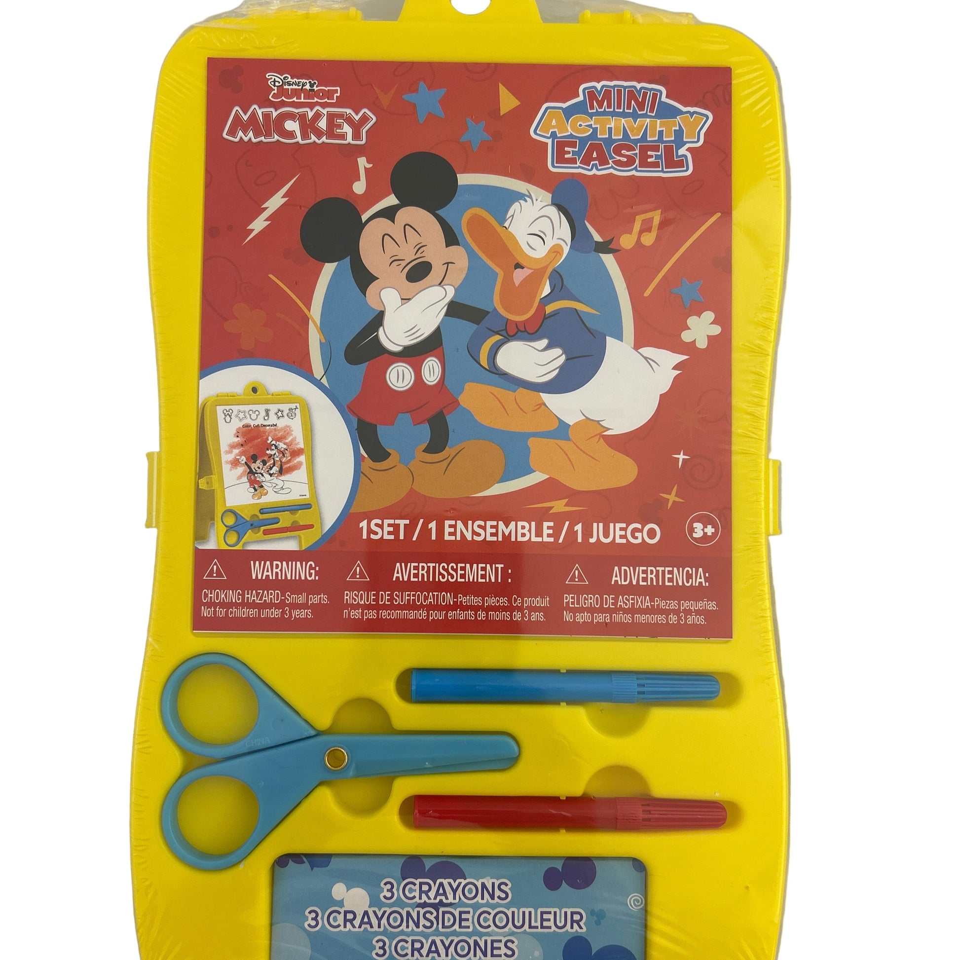 Disney Mickey Mouse mini activity easel set with scissors and crayons in packaging