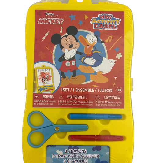 Disney Mickey Mouse mini activity easel set with scissors and crayons in packaging