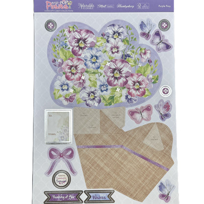 Decorative paper set with floral design and stationery elements on a white background
