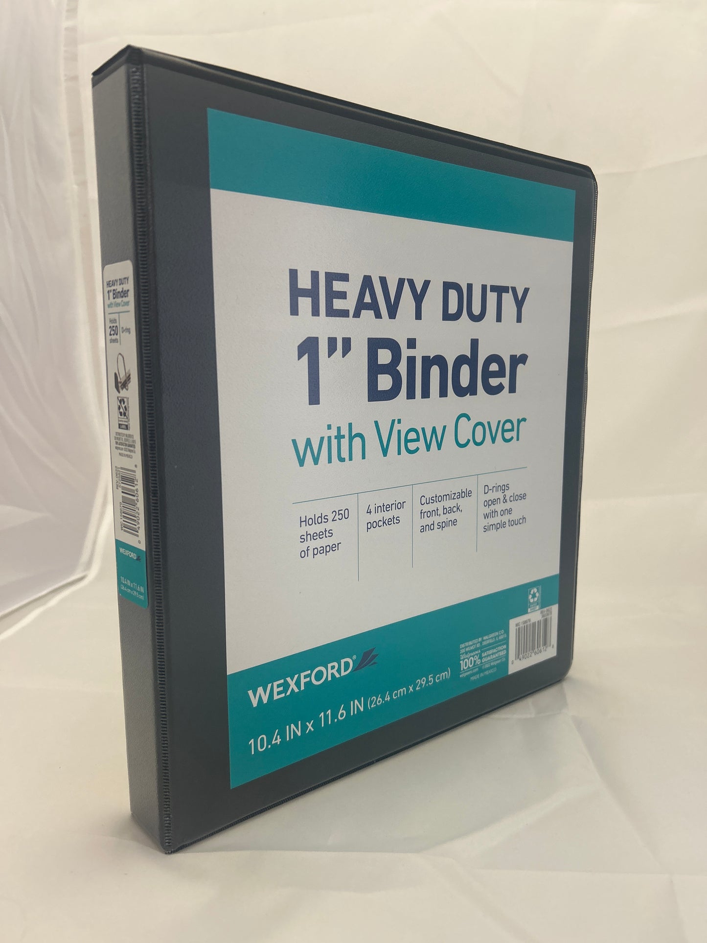 Heavy-duty 1-inch binder with view cover on a white background