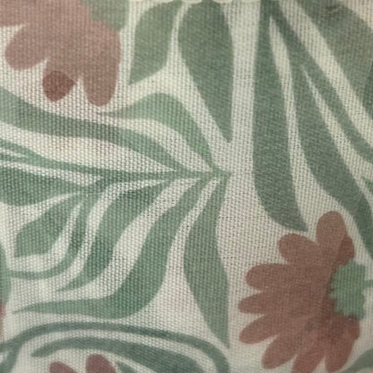 Close-up of fabric with floral and leaf pattern