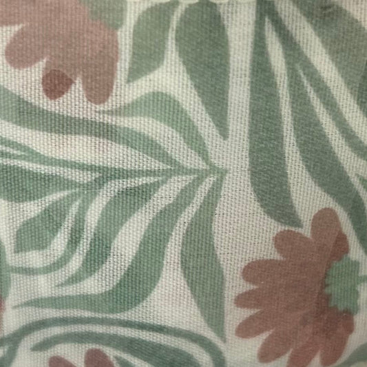 Close-up of fabric with floral and leaf pattern