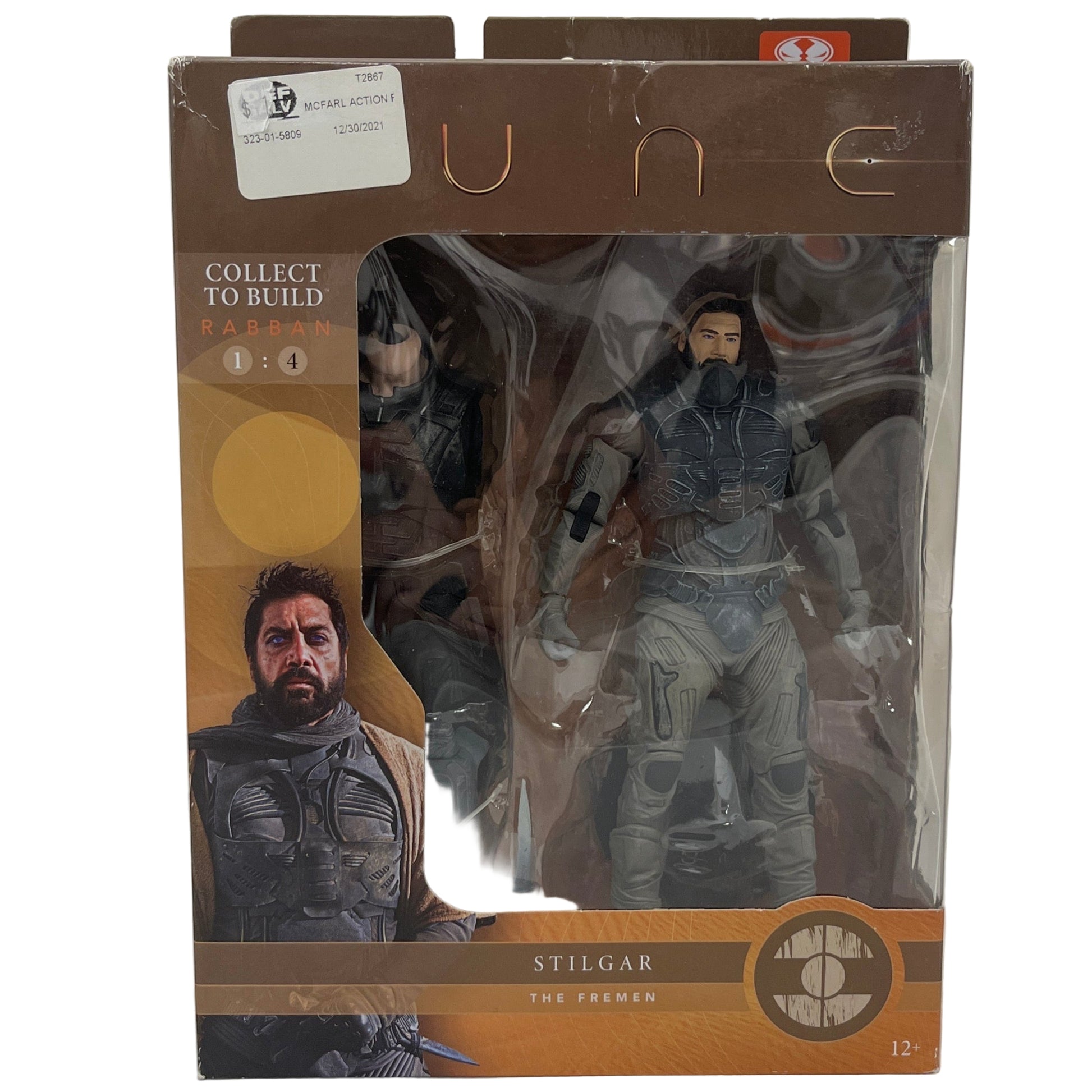 Action figure packaging with character illustration and product details